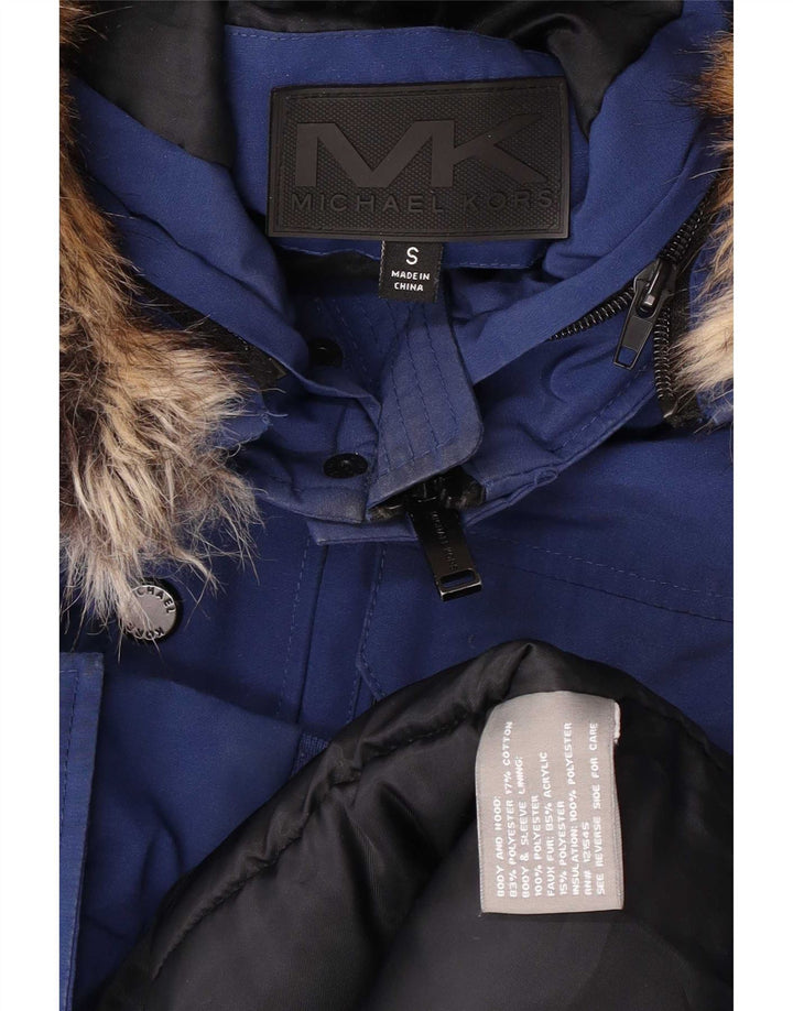 Jachetă bomber căptușită cu glugă Michael Kors pentru bărbați UK 36 Poliester albastru mic