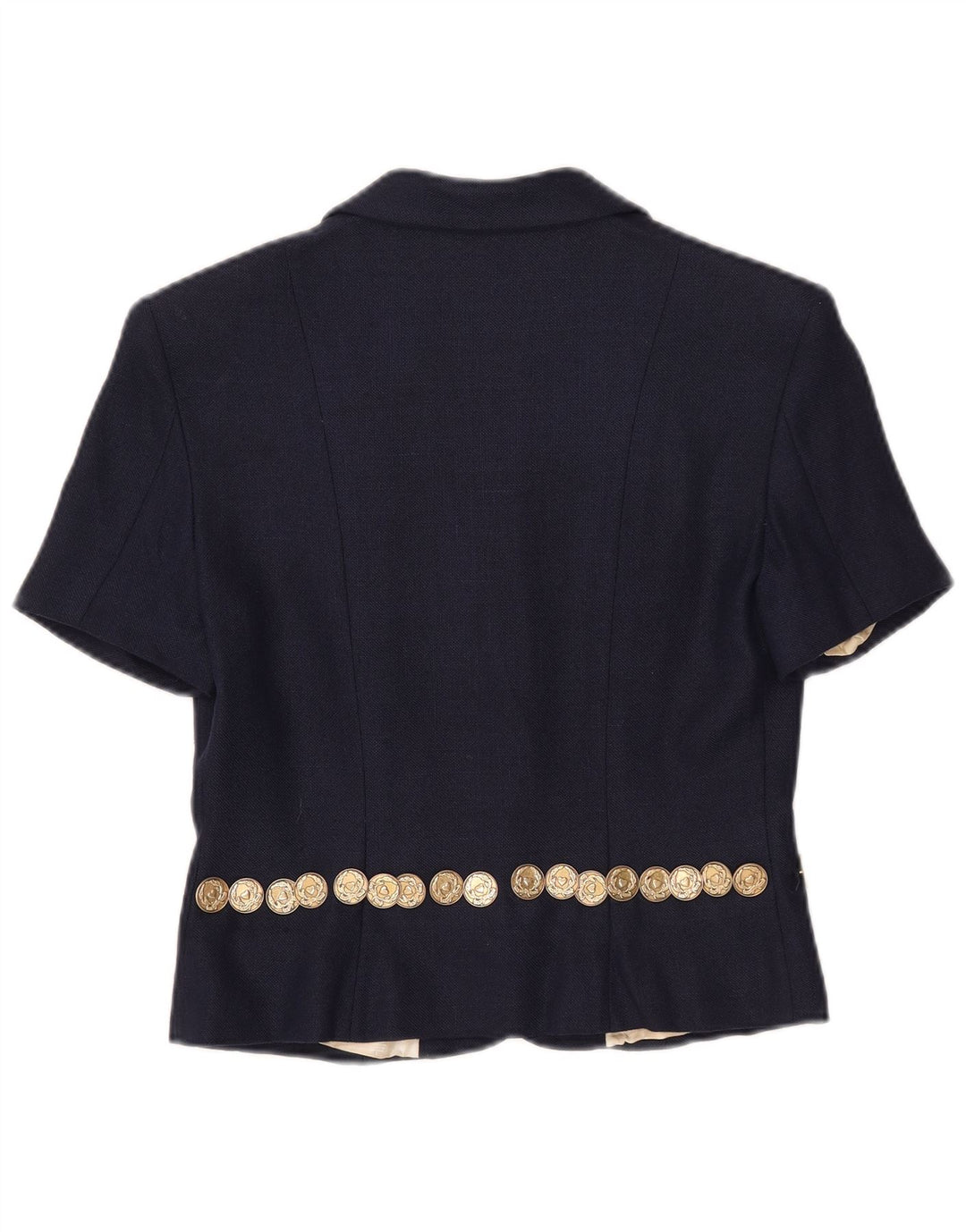Jachetă pentru femei Moschino, cu 3 nasturi, cu mânecă scurtă, UK 14, mare, bleumarin