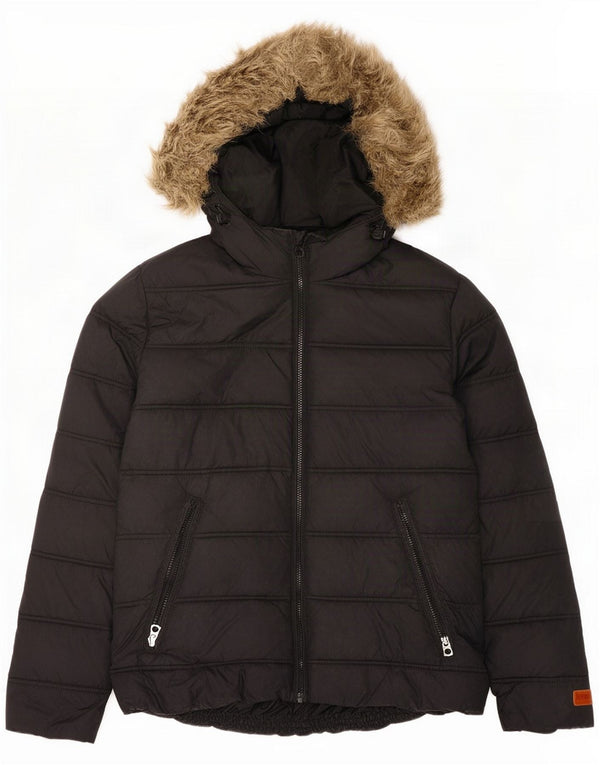 Jack & Jones Jachetă căptușită cu glugă pentru bărbați UK 38 Medium Black Nylon