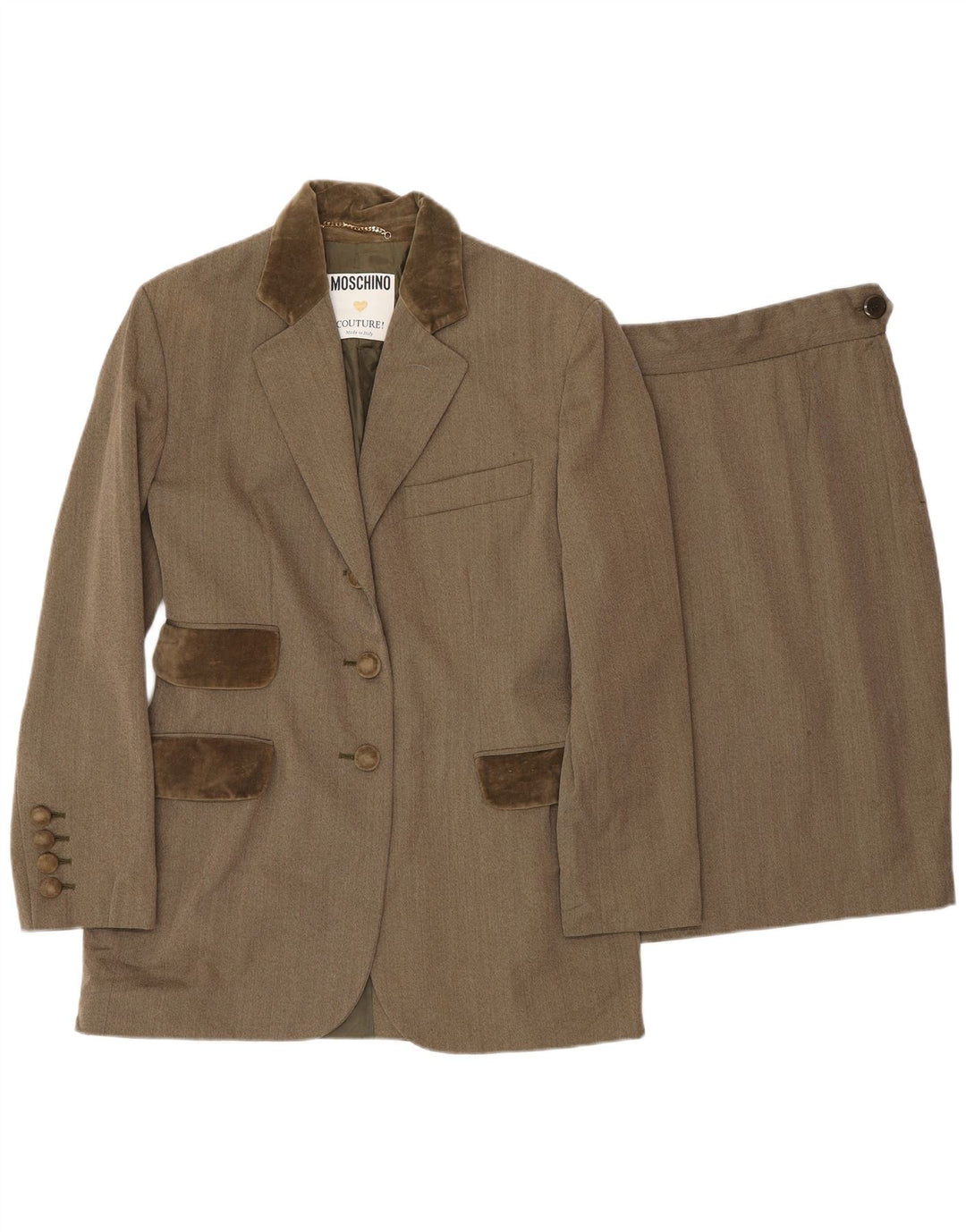 Set fuste 2 piese 3 nasturi MOSCHINO pentru femei UK 12 Medium W28 Maro Clasic