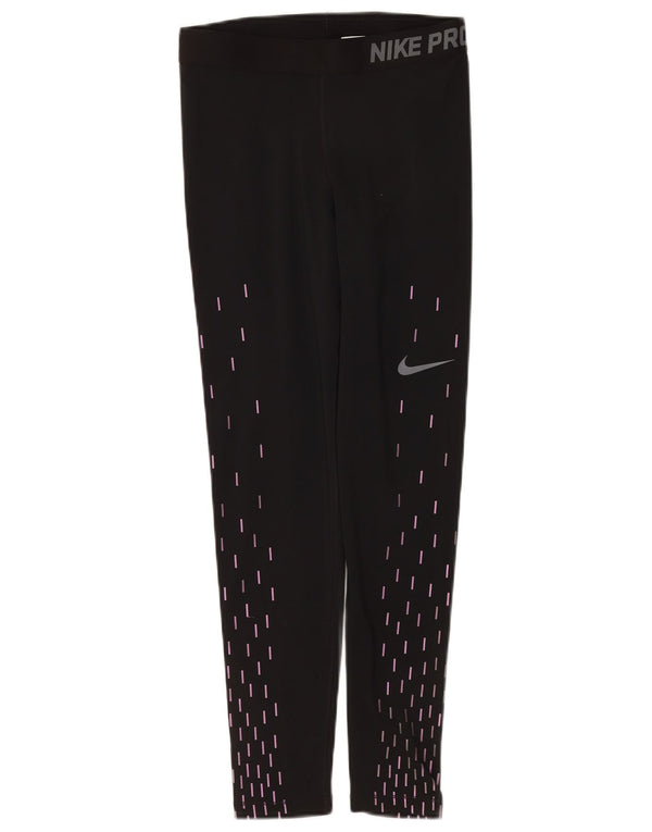 Leggings Nike Dri Fit Graphic pentru femei UK 12 Medium Black Geometric