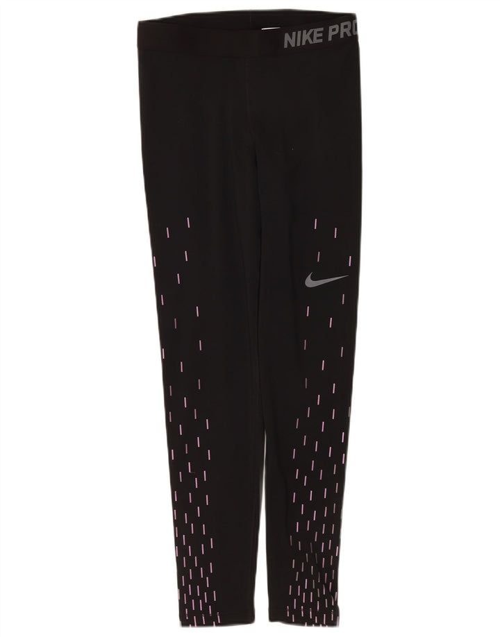 Leggings Nike Dri Fit Graphic pentru femei UK 12 Medium Black Geometric