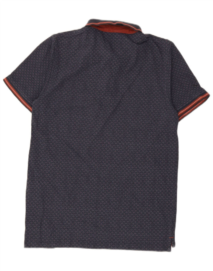 JACK & JONES Cămașă polo premium pentru bărbați, bumbac geometric, albastru bleumarin mediu