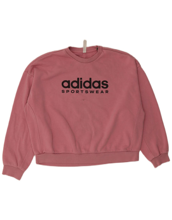 Pulover adidas supradimensionat cu grafic pentru femei UK 20/22 XL bumbac roz