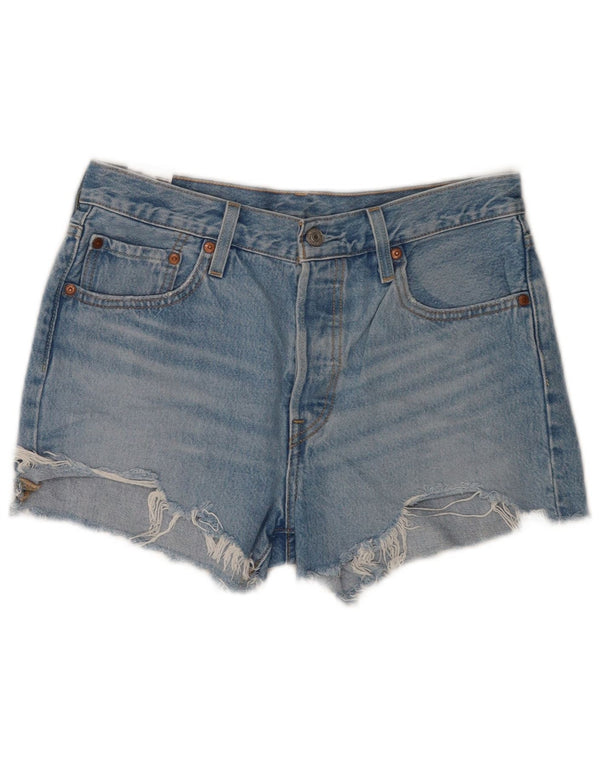 Pantaloni scurți Levi's 501 din denim distressed W28, bumbac albastru mediu