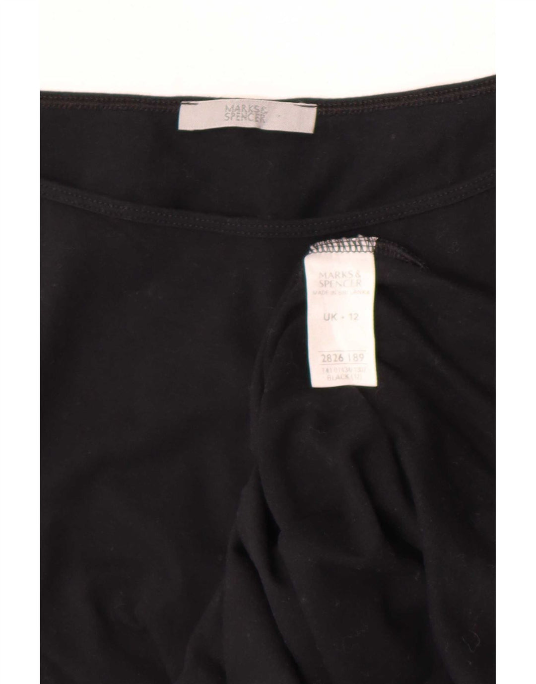 Crop Top pentru femei Marks & Spencer mânecă 3/4 UK 12 bumbac mediu negru