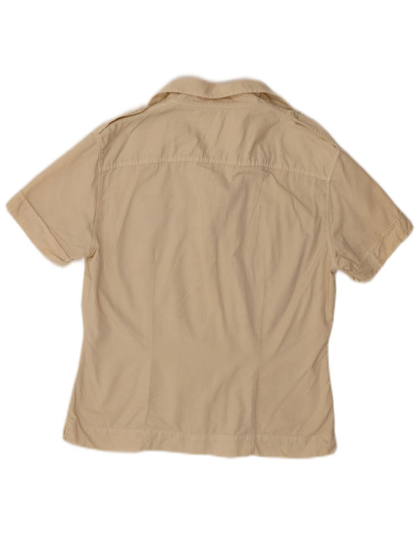 Cămașă Benetton cu mânecă scurtă pentru femei UK 12 Medium Beige Bumbac
