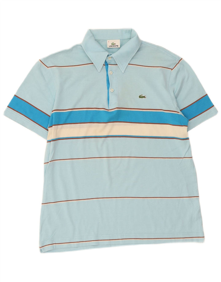 Tricou polo Lacoste pentru bărbați mărimea 4, bumbac cu dungi albastre medii