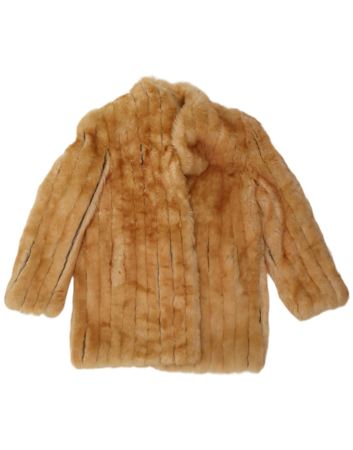 Pardesiu vintage pentru femei din blană artificială UK 14 Medium Bej Clasic