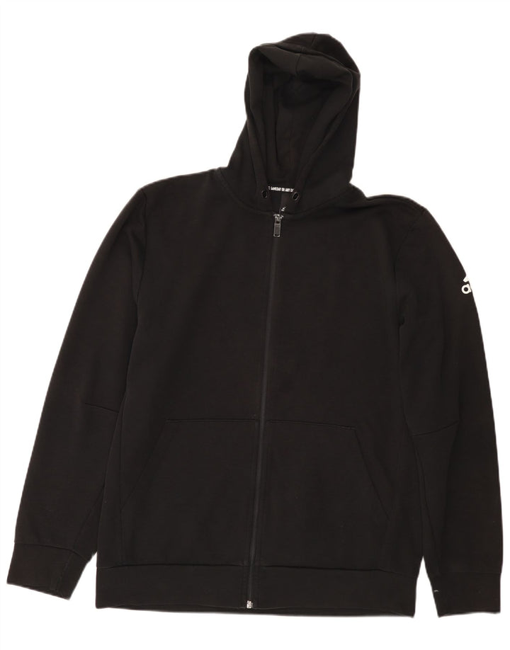 Pulover Adidas pentru bărbați, cu fermoar, poliester mare, negru