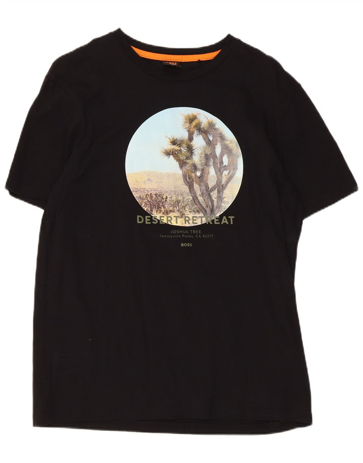 Tricou grafic pentru bărbați Hugo Boss Top Medium Black Bumbac