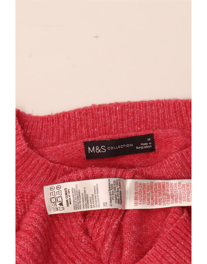 MARKS & SPENCER Womens Oversized Crew Neck Jumper Sweater UK 14 Medium Red Vintage Marks & Spencer and Second-Hand Marks & Spencer from Messina Hembry 