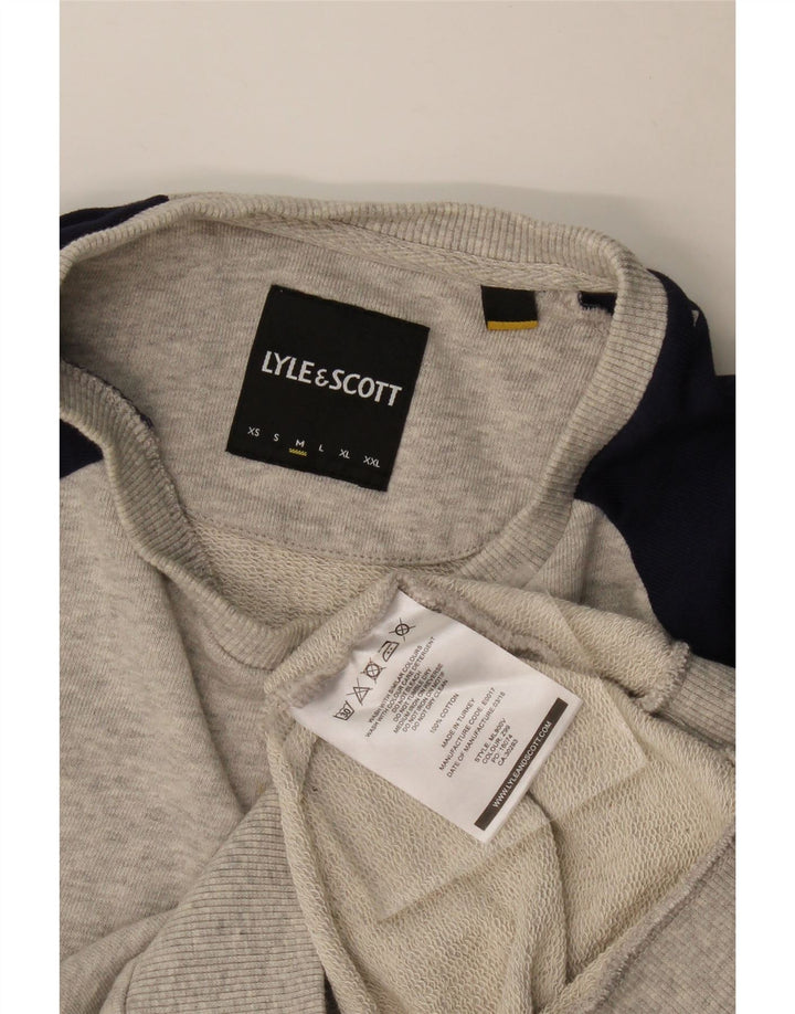 Hanorac pentru bărbați Lyle & Scott Pulover din bumbac color bloc, gri mediu