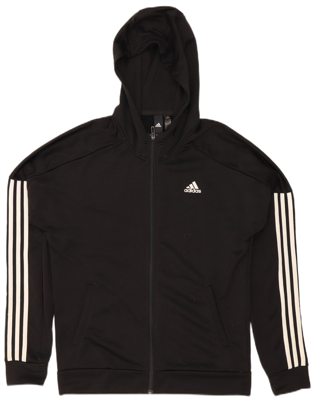 Pulover Adidas pentru bărbați, cu fermoar, poliester mediu negru