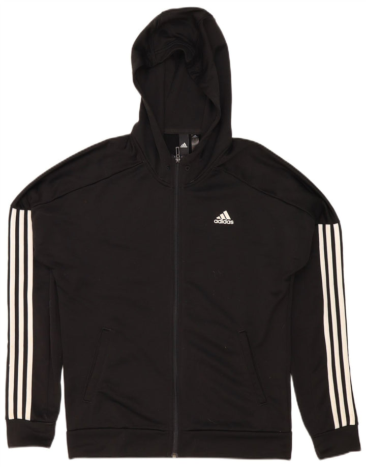 Pulover Adidas pentru bărbați, cu fermoar, poliester mediu negru