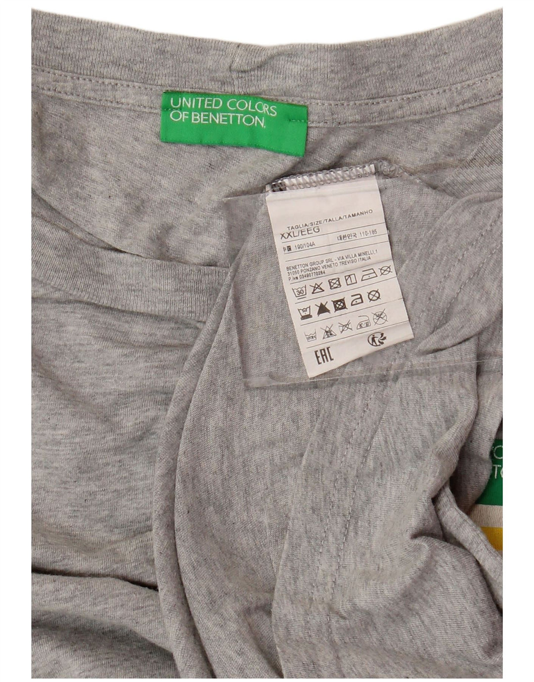 Tricou grafic pentru bărbați BENETTON Top 2XL gri bumbac color bloc
