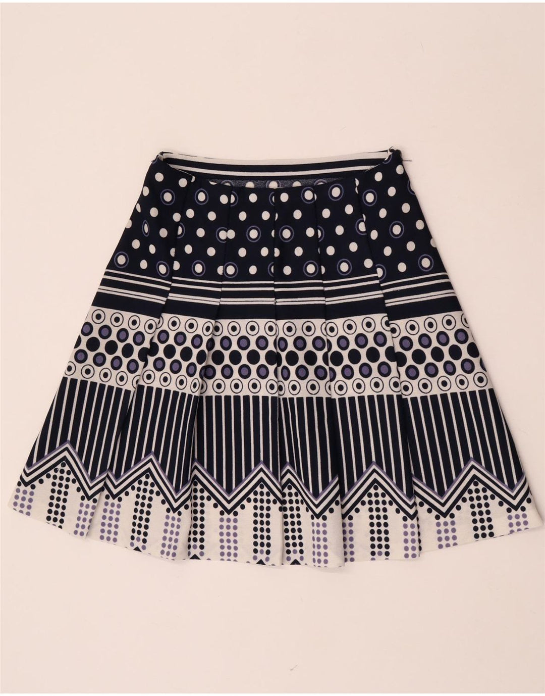 Fusta plisată Vintage pentru femei W28 Medium Bleumarin Geometric