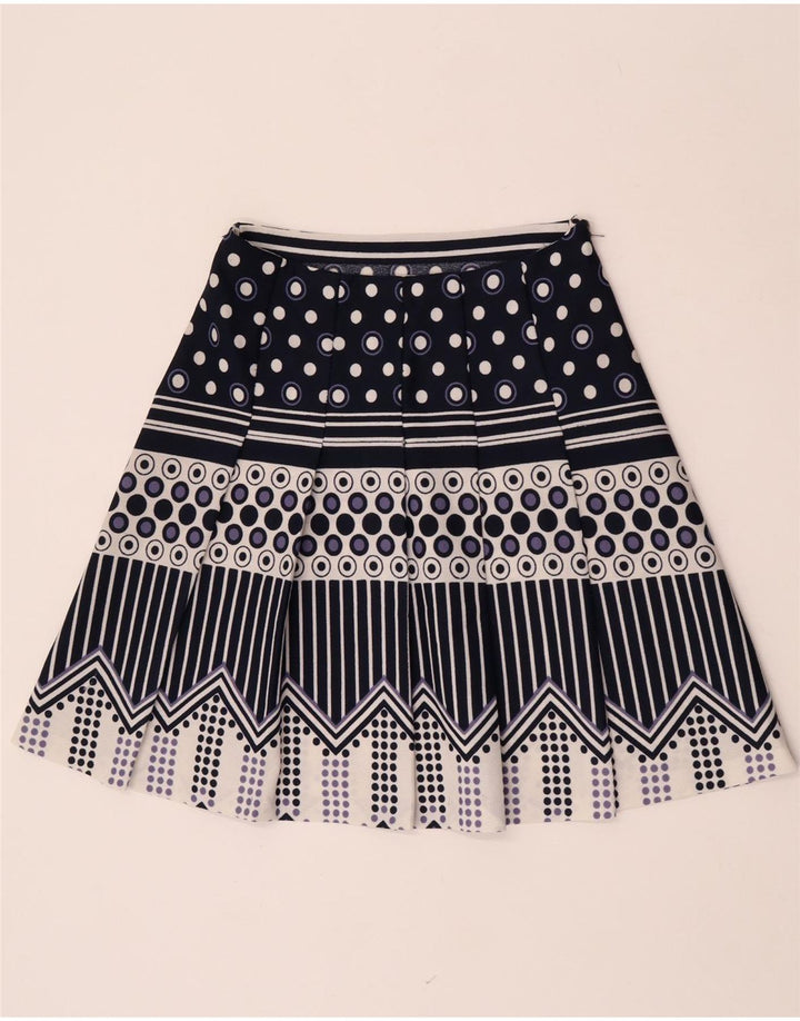 Fusta plisată Vintage pentru femei W28 Medium Bleumarin Geometric