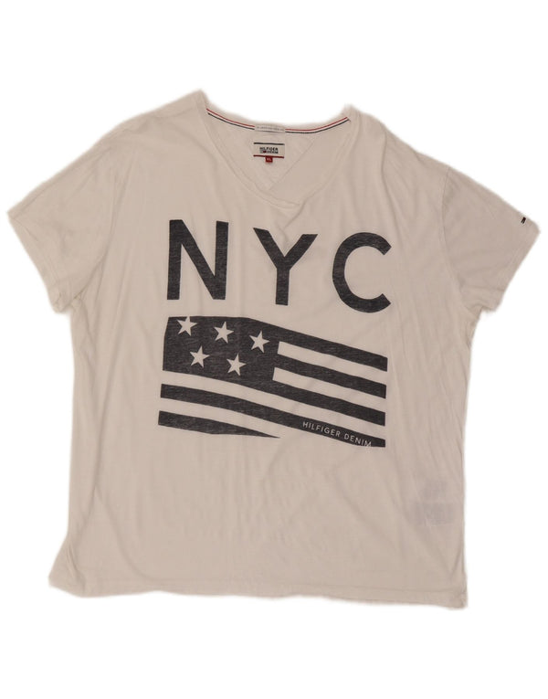 Tricou grafic Tommy Hilfiger pentru bărbați Top XL Bumbac alb