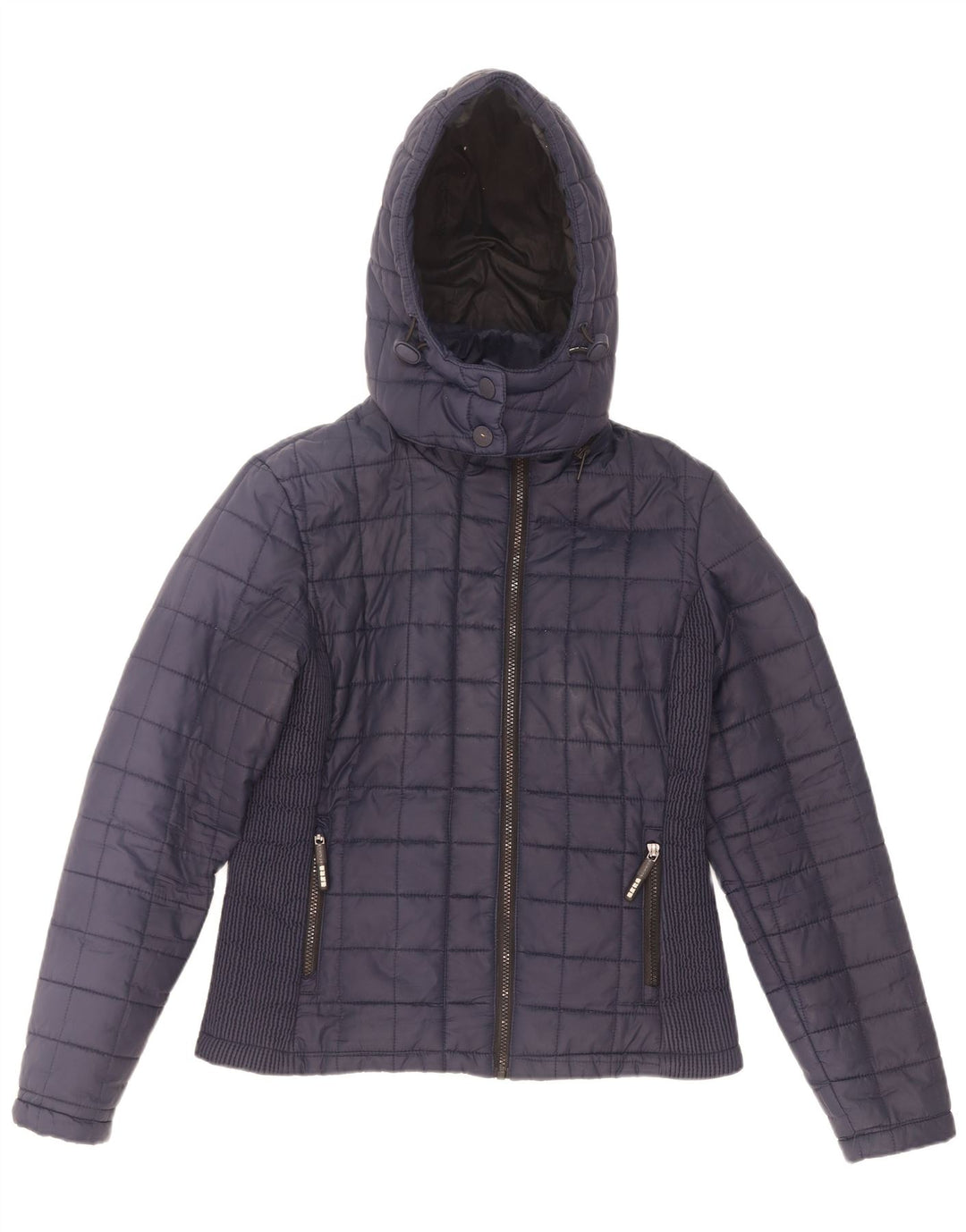 Jachetă căptușită cu glugă Superdry pentru femei UK 12 Medium Bleumarin Poliester