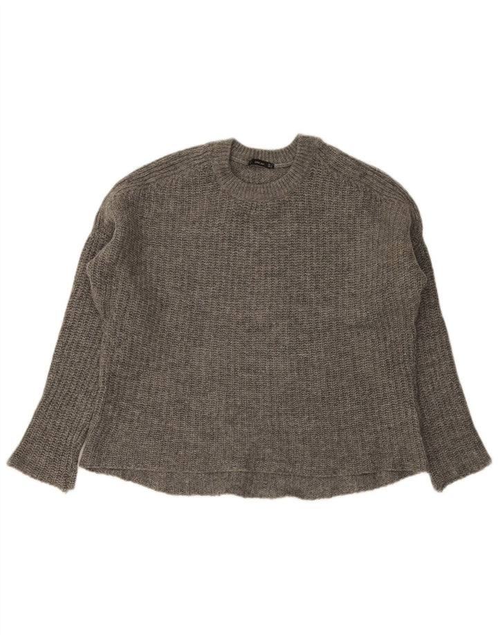 Pulover supradimensionat pentru femei Zara, cu gât crew, UK 14, gri mediu