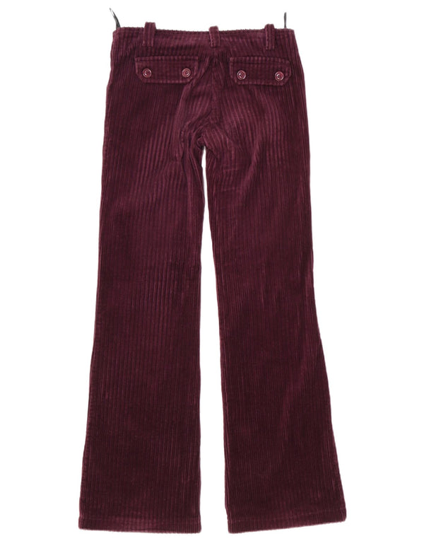 Pantaloni Vintage pentru femei Flare din velur EU 40 Medium W30 L34 Burgundy