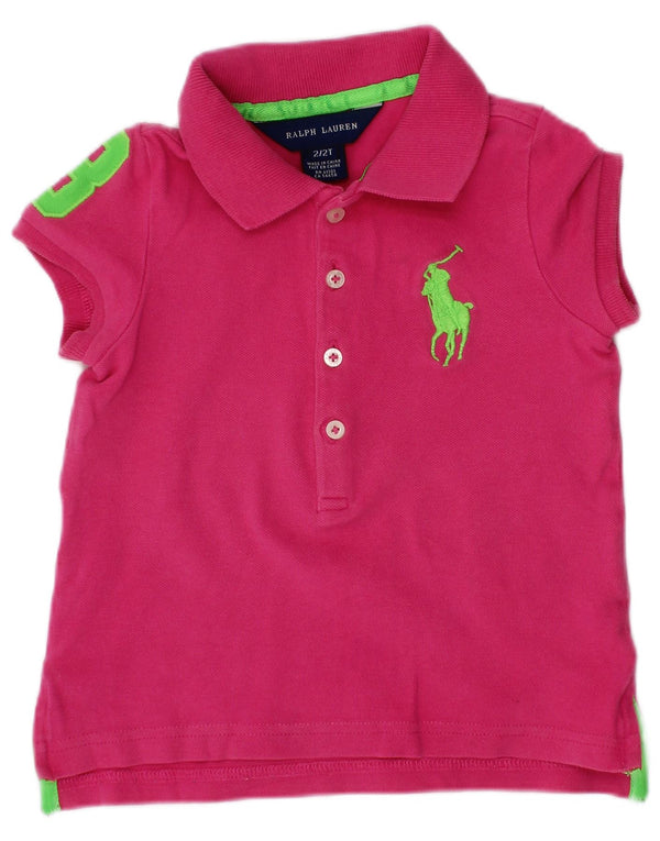 RALPH LAUREN Tricou polo cu grafica fetite 18-24 luni, bumbac roz