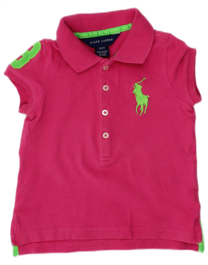 RALPH LAUREN Tricou polo cu grafica fetite 18-24 luni, bumbac roz