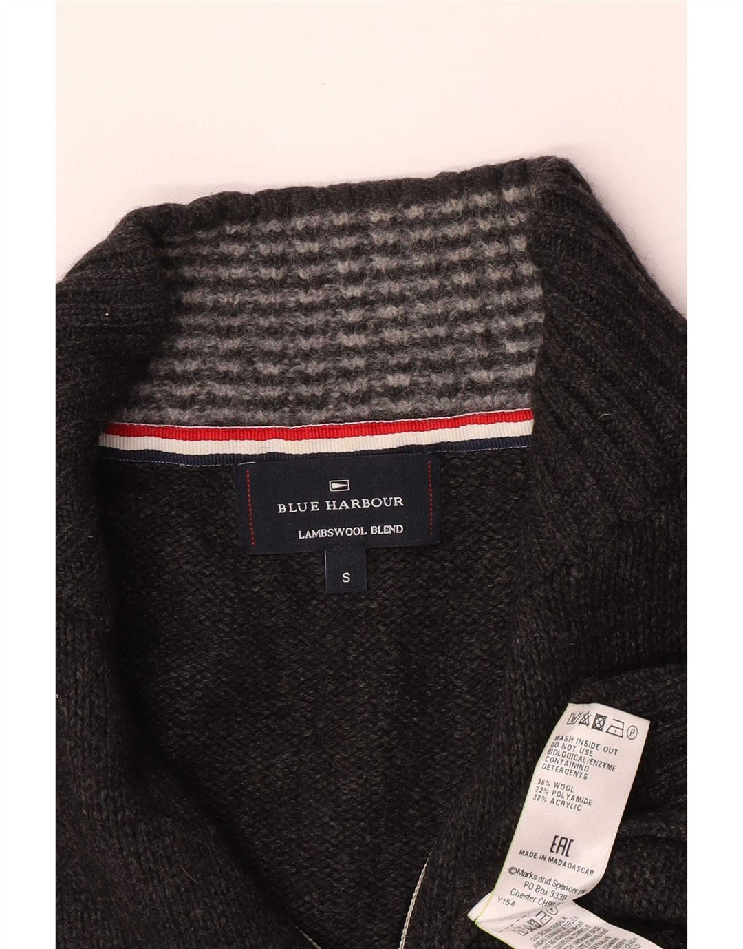 Pulover pentru bărbați Marks & Spencer, Blue Harbour, cu fermoar, cu gât, mic, gri