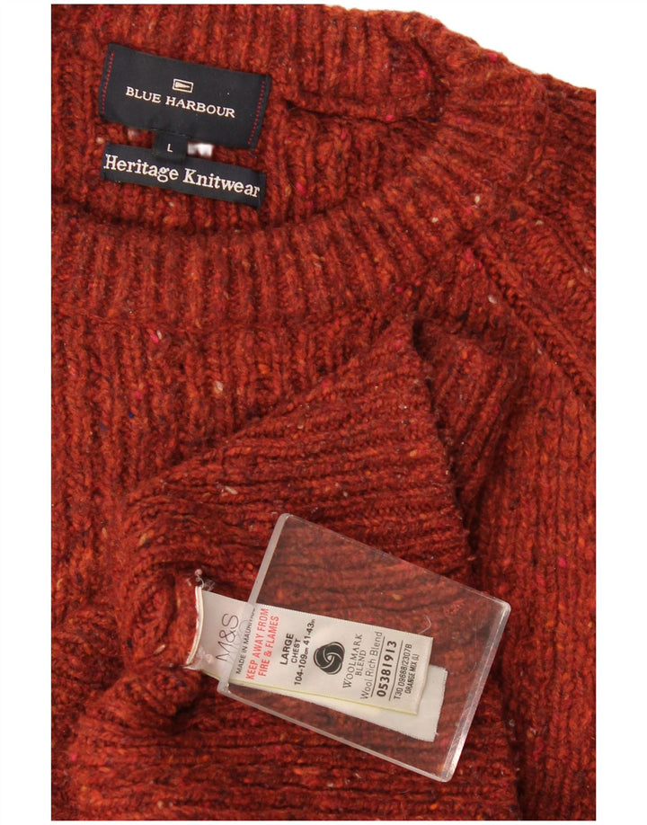 Pulover pentru bărbați Marks & Spencer, cu autograf, cu gât de barcă, mare portocaliu