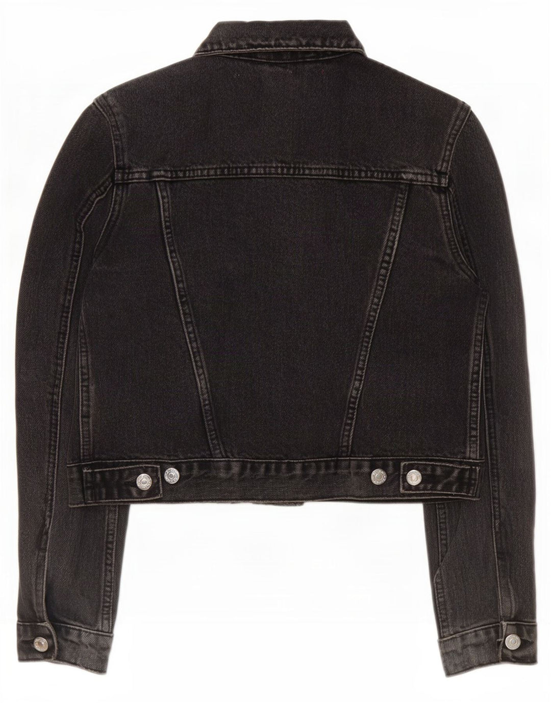 Topshop Jachetă de denim crop pentru femei UK 8 Small Black Bumbac