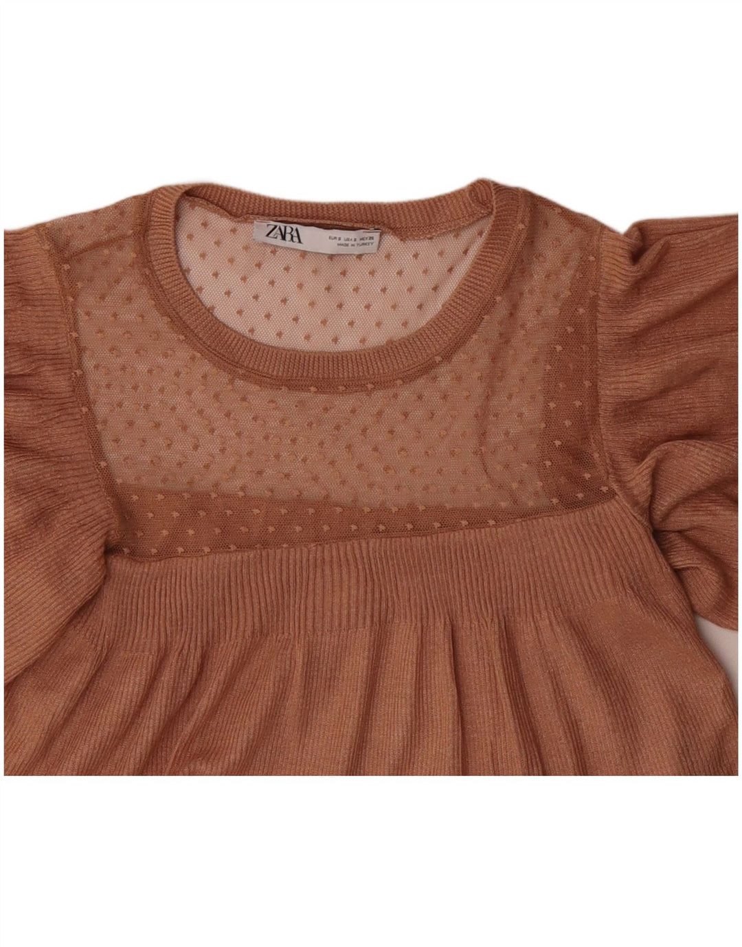 Bluză ZARA pentru femei Crop Knit Top UK 10 Small Brown