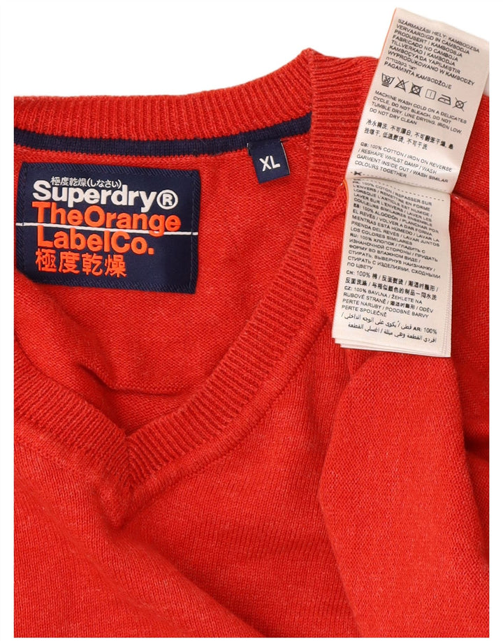 Pulover cu decolteu în V Superdry pentru bărbați, bumbac roșu XL