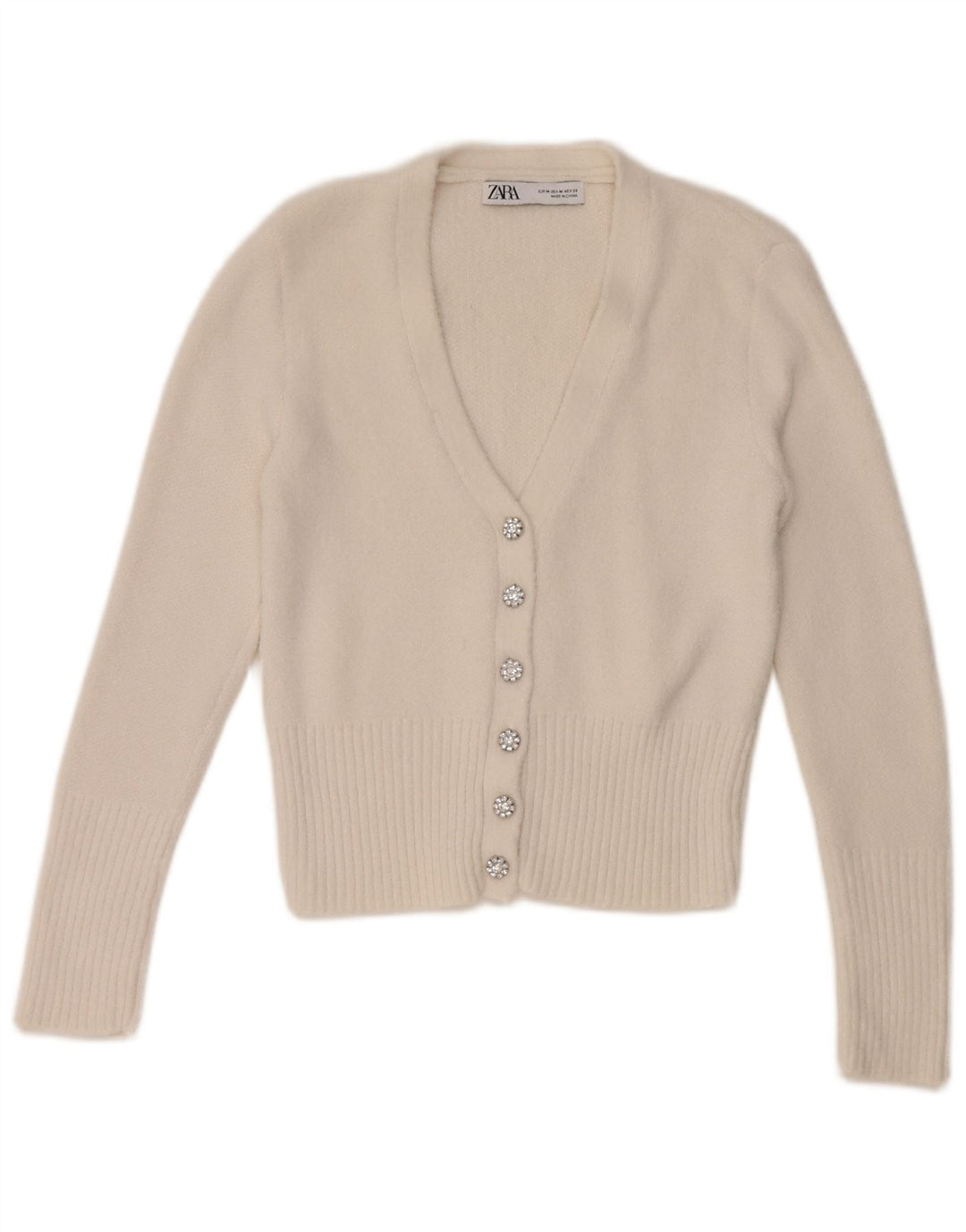 Pulover cardigan pentru femei Zara UK 12 Medium White