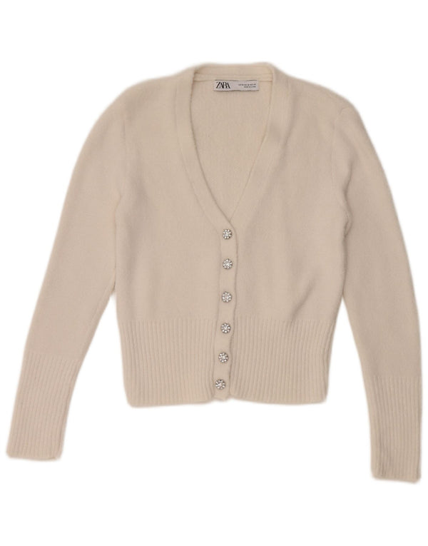 Pulover cardigan pentru femei Zara UK 12 Medium White