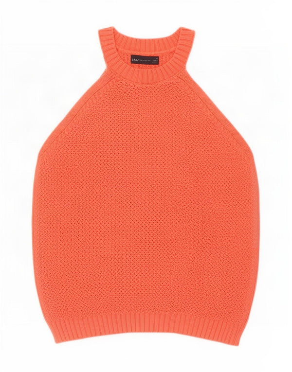 Marks & Spencer Crochet Vest Tank Top UK 14 Bumbac Roz Mediu