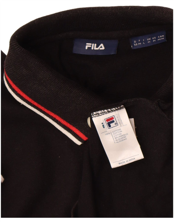 Tricou polo Fila pentru bărbați, bumbac mediu negru
