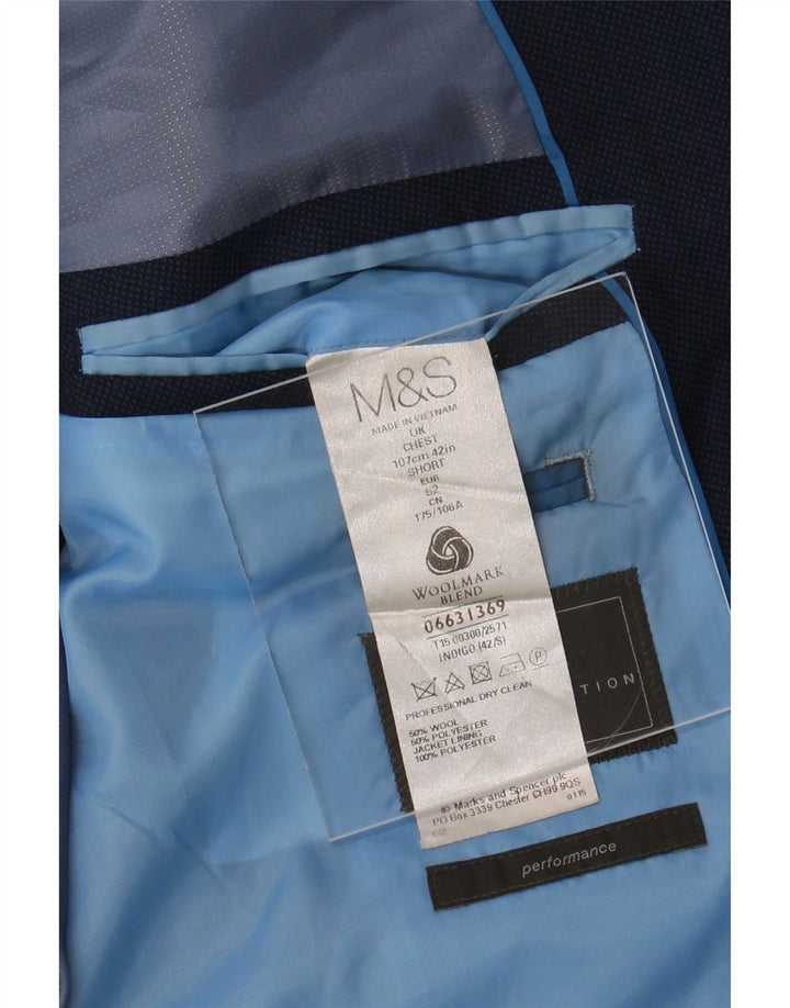Jachetă pentru bărbați Marks & Spencer, cu 2 nasturi, UK 42, mare, lână bleumarin