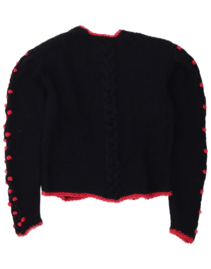 Pulover vintage cardigan crop pentru femei UK 14 Medium Bleumarin
