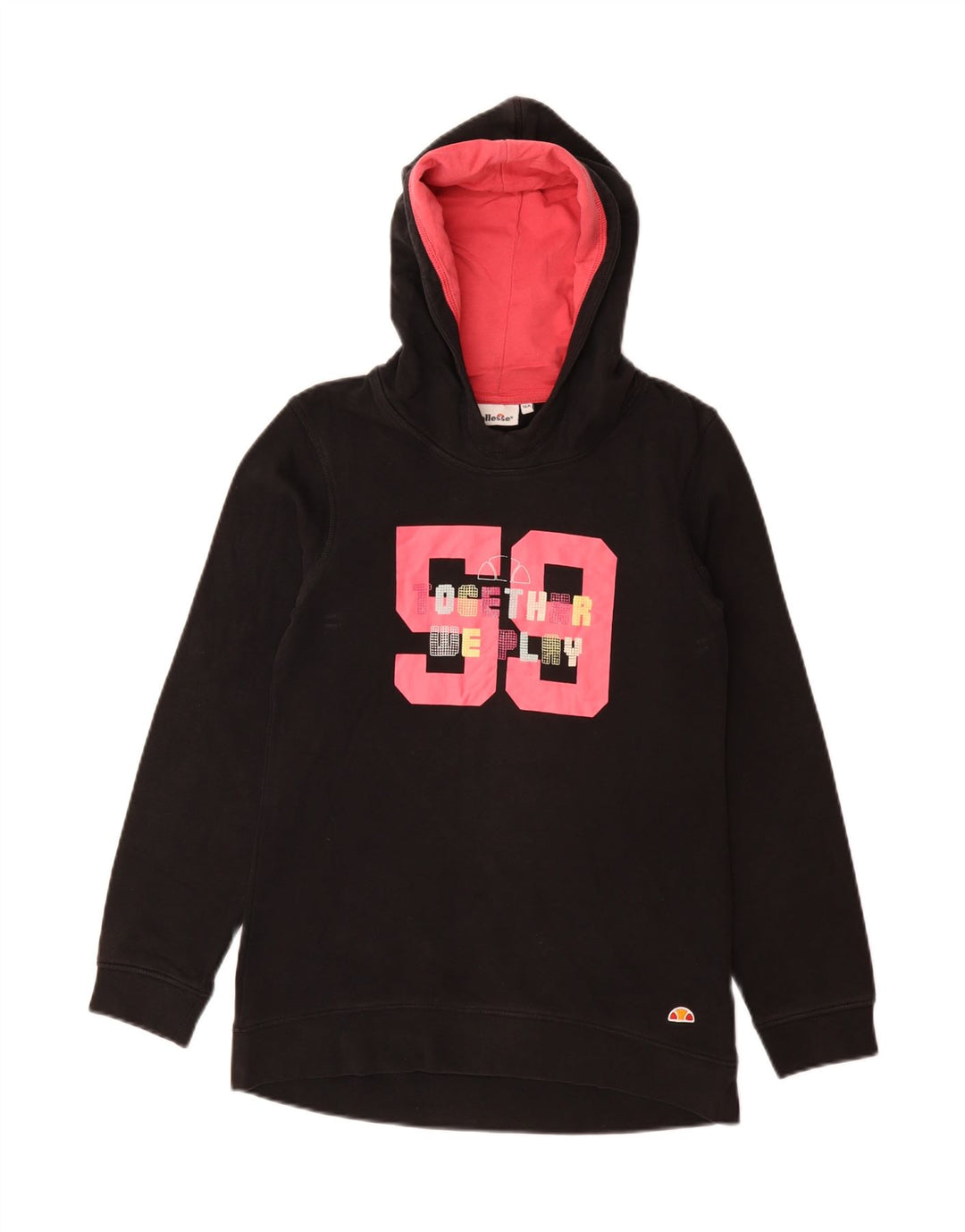 ELLESSE Pulover cu glugă cu grafic pentru fete 13-14 ani, negru