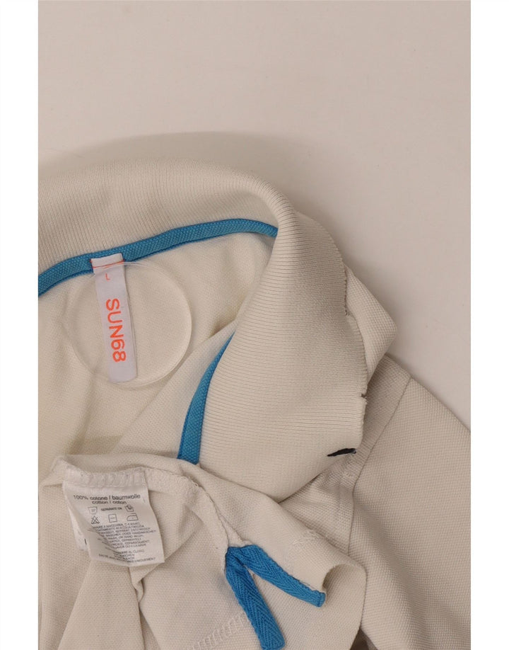 Sun68 Polo pentru bărbați, mare, alb, bumbac