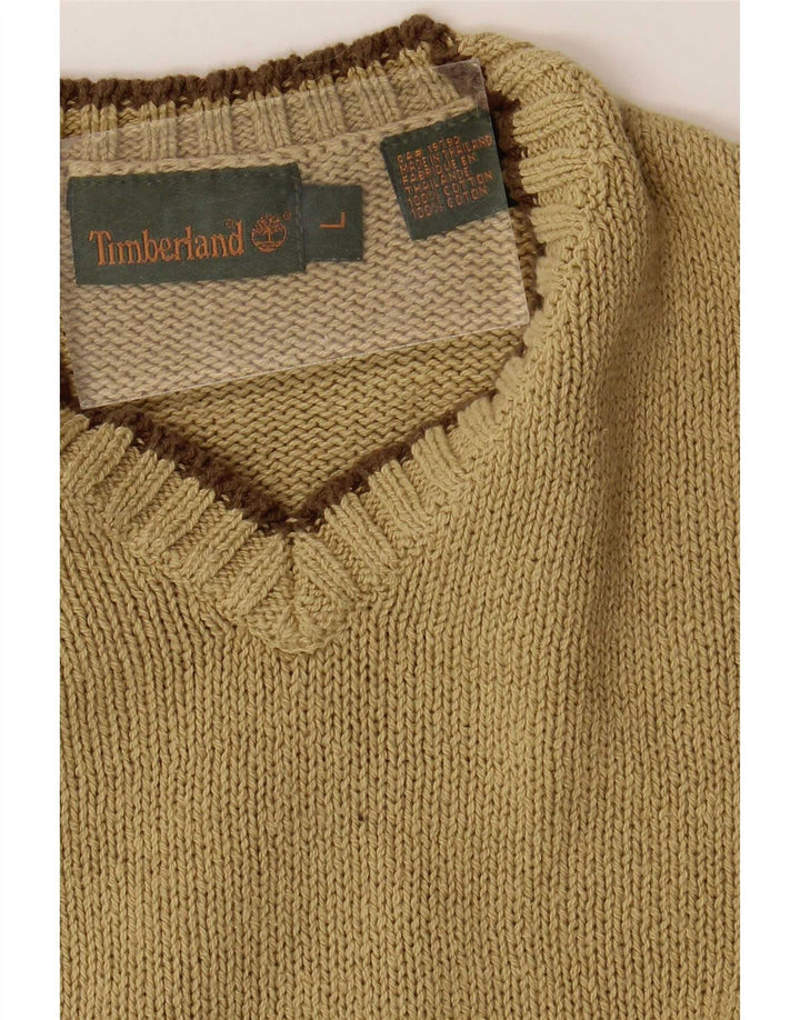 Pulover cu decolteu în V Timberland pentru bărbați, bumbac verde mare