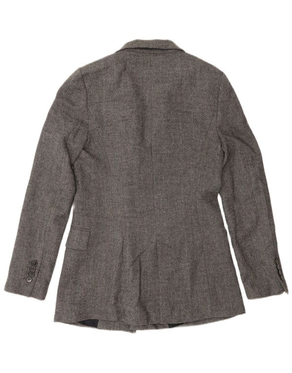 Jachetă Blazer pentru femei Zara, cu două piepturi, UK 10, gri, oase mici
