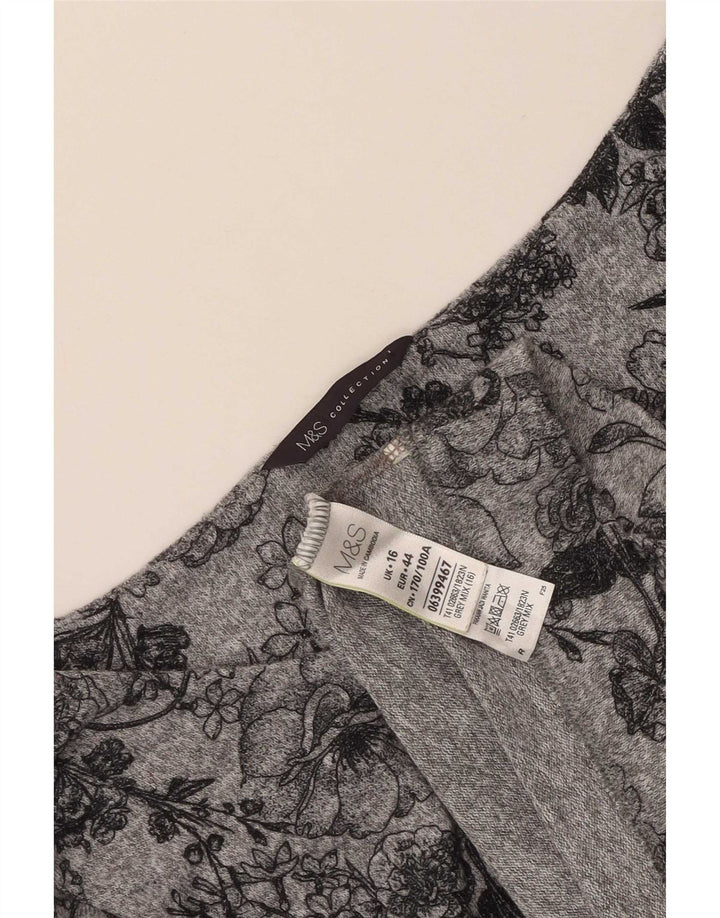 Marks & Spencer Top pentru femei cu mâneci 3/4 UK 16, mare, gri, poliester floral