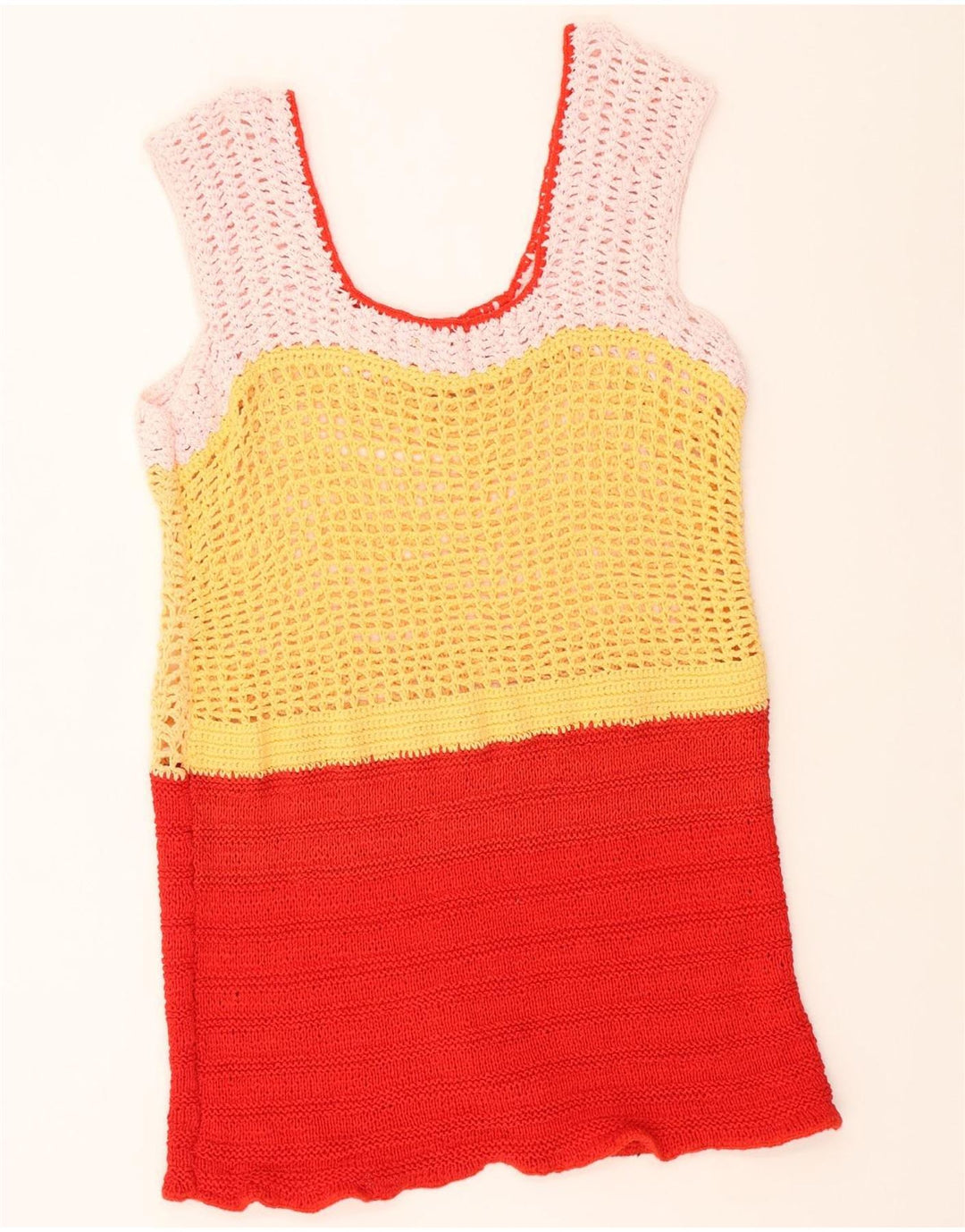 VINTAGE Womens Sleeveless Jumper Dress UK 14 Medium Multicoloured Vintage Vintage and Second-Hand Vintage from Messina Hembry 