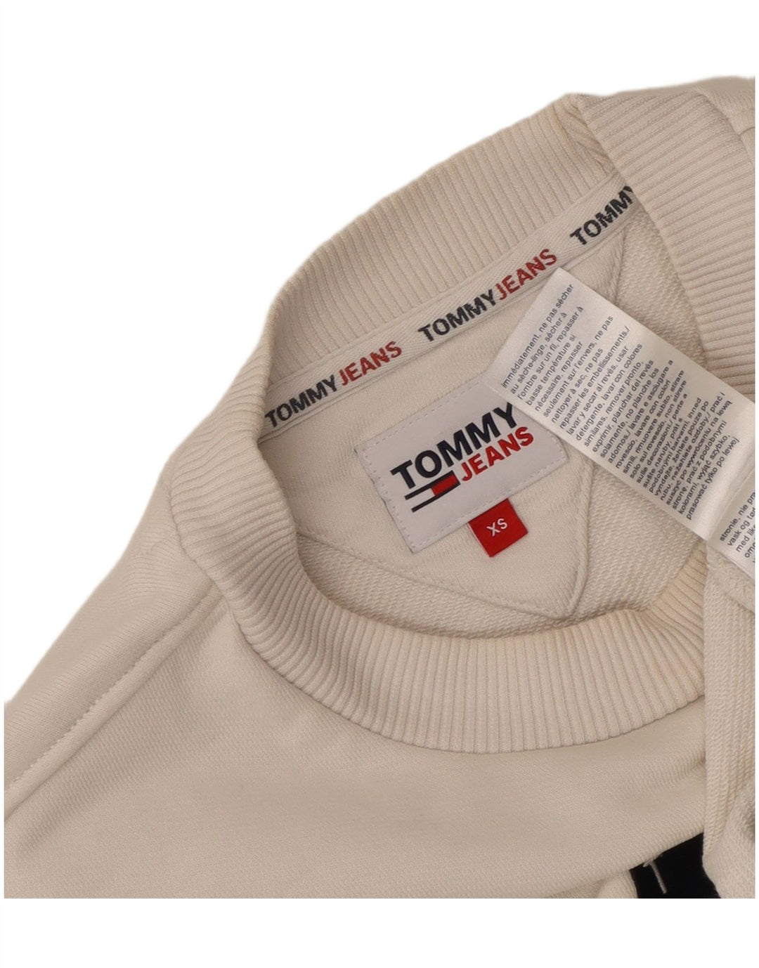 TOMMY HILFIGER Pulover cu grafic pentru damă, UK 6 XS, bumbac alb
