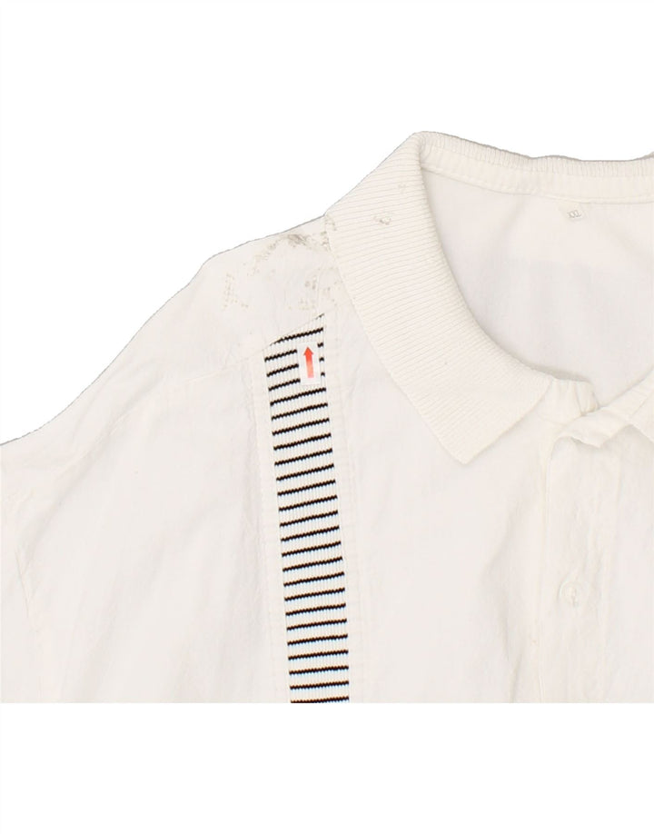 VINTAGE Mens Short Sleeve Pullover Shirt 2XL White Vintage Vintage and Second-Hand Vintage from Messina Hembry 