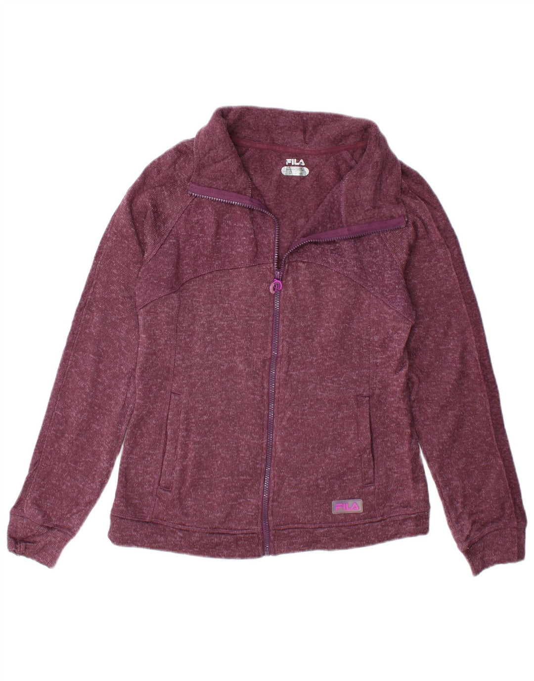 Jachetă de top pentru trening Fila pentru femei UK 10 Small Burgundy Flecked Poliester