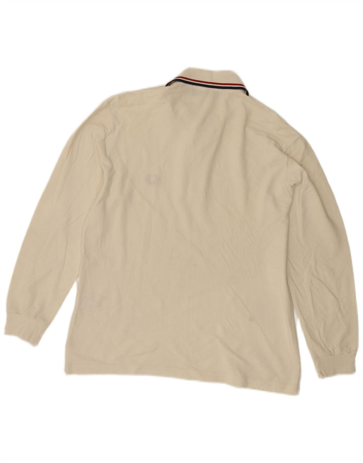 Fred Perry tricou polo cu mânecă lungă pentru bărbați, mic bumbac alb