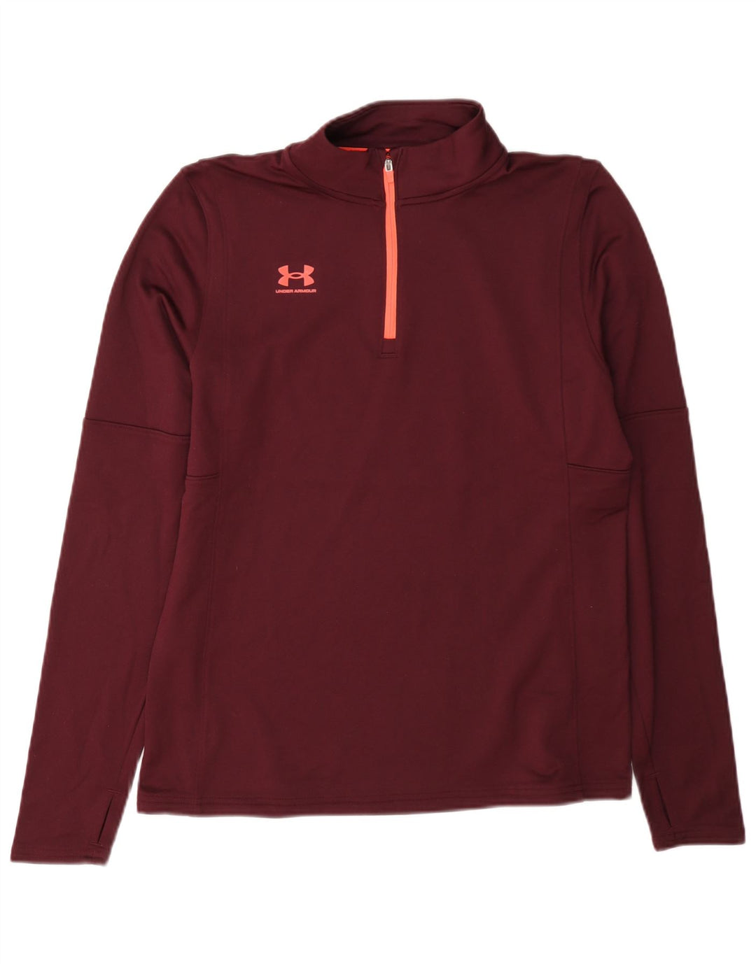 Under Armour Womens Zip Neck Top Long Sleeve UK 14 Medium Burgundy